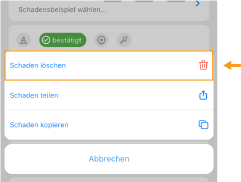 Schaden löschen
